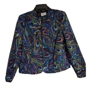 Women's Molly & Maxx Petite Peacock Lined Blazer Jacket Size PS Petite Small